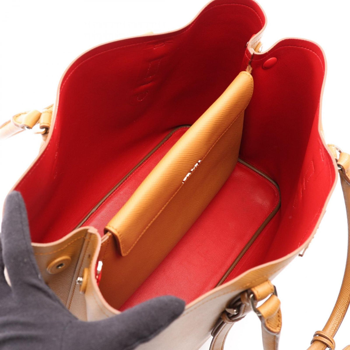 Prada Tote Bag Triangle Logo Brown Saffiano Leather 2-Way — view 3