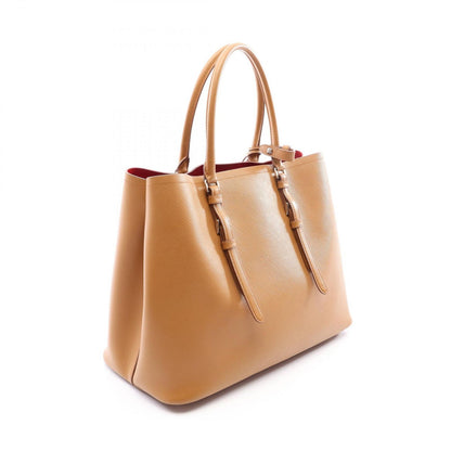 Prada Tote Bag Triangle Logo Brown Saffiano Leather 2-Way — view 2
