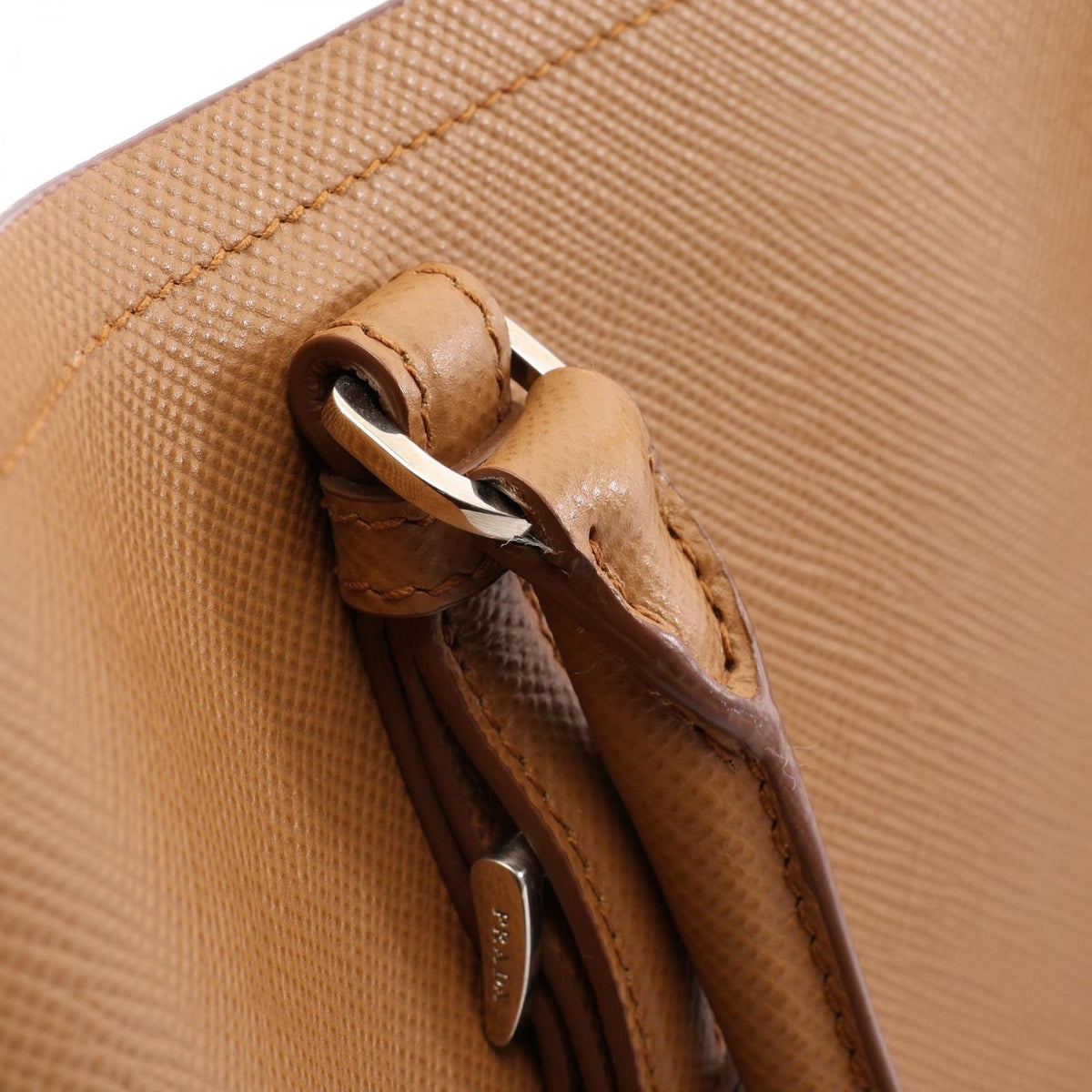 Prada Tote Bag Triangle Logo Brown Saffiano Leather 2-Way — view 7
