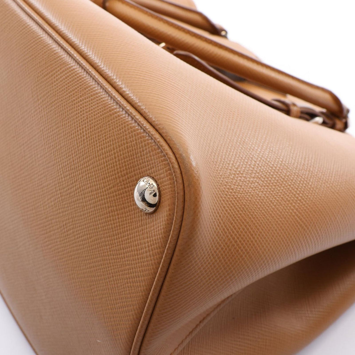 Prada Tote Bag Triangle Logo Brown Saffiano Leather 2-Way — view 6