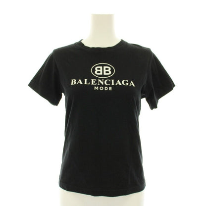 Balenciaga T-Shirt Crew Neck Short Sleeve Logo Print Black White S