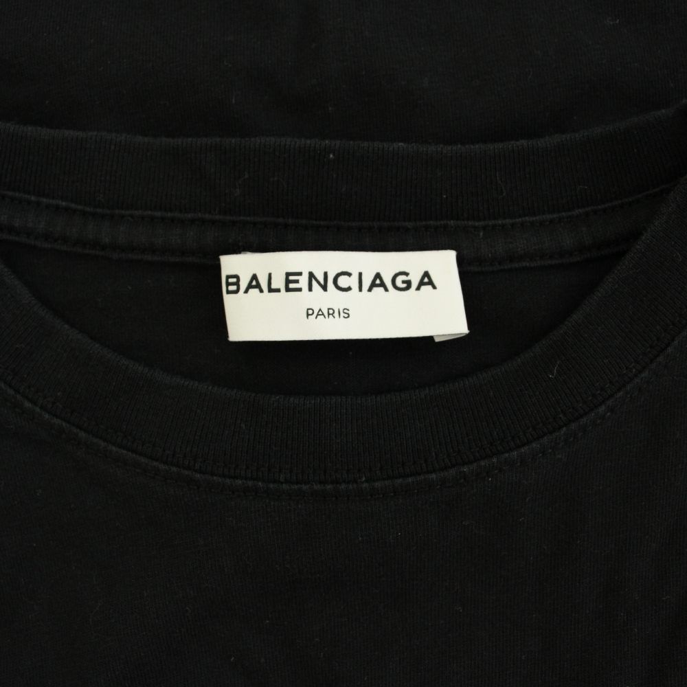 Balenciaga T-Shirt Crew Neck Short Sleeve Logo Print Black White S — view 5