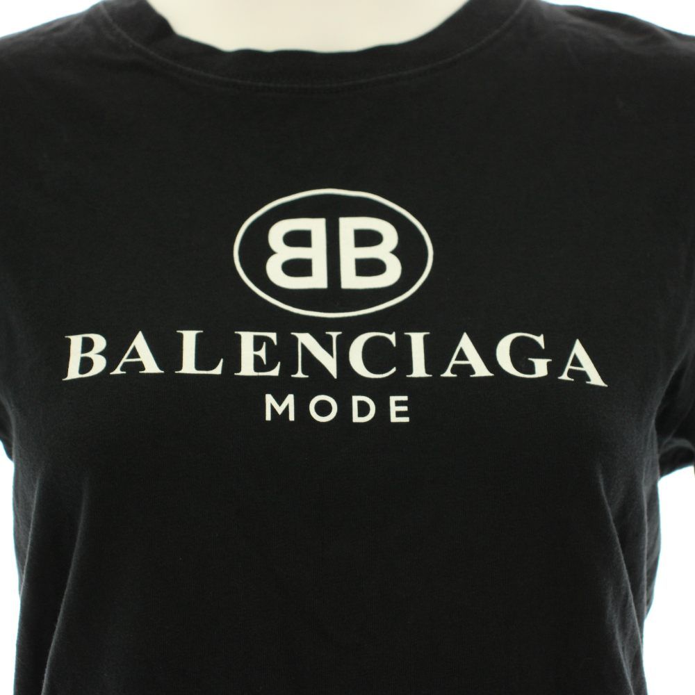 Balenciaga T-Shirt Crew Neck Short Sleeve Logo Print Black White S — view 4