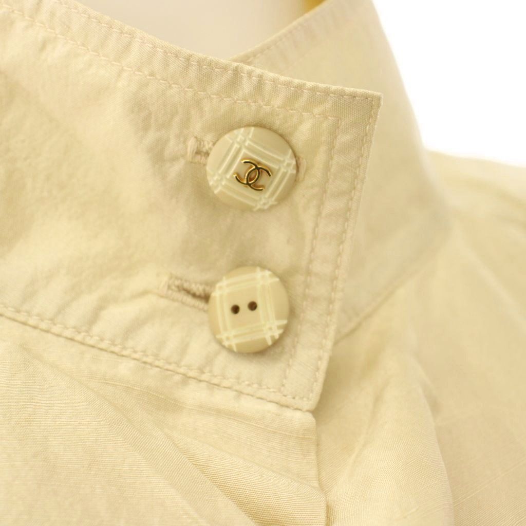 Chanel Shirt Jacket Stand Collar CC Logo Beige 34 — view 4