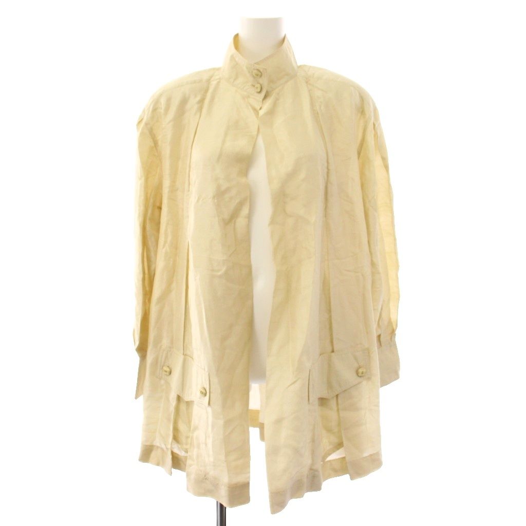 Chanel Shirt Jacket Stand Collar CC Logo Beige 34