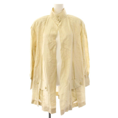 Chanel Shirt Jacket Stand Collar CC Logo Beige 34