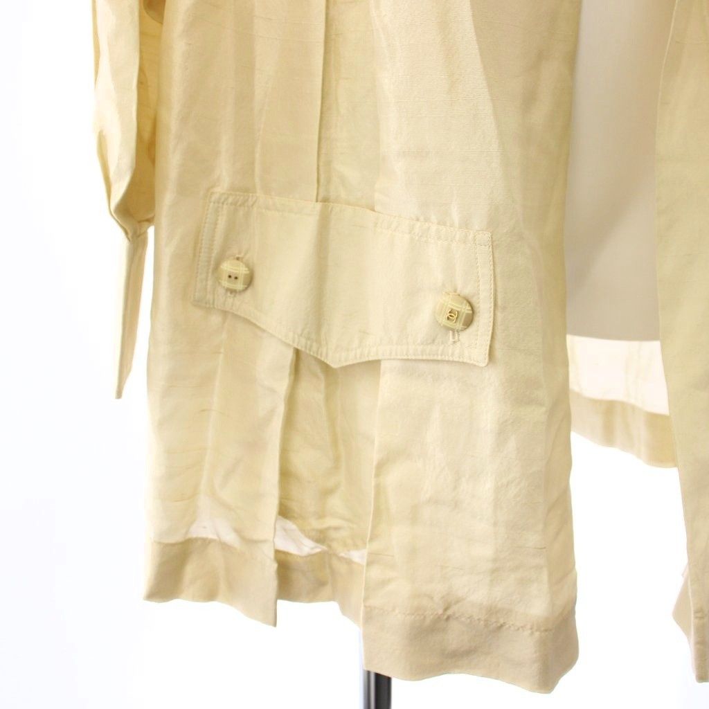Chanel Shirt Jacket Stand Collar CC Logo Beige 34 — view 5