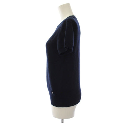 Hermes Knit Top Cashmere Cotton Seria Charm Short Sleeve Navy Sweater 38 — view 2