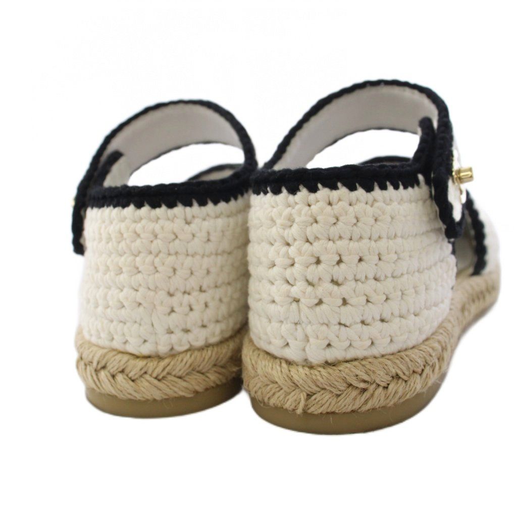 Chanel Espadrilles Sandals CC Logo Knit 39C White Black — view 3