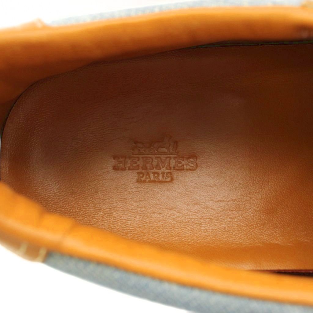 Hermes Quick Sneakers Denim Leather Brown Blue — view 4