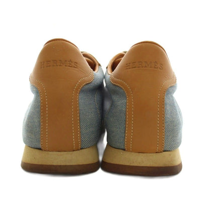 Hermes Quick Sneakers Denim Leather Brown Blue — view 5