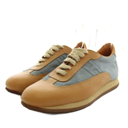 Hermes Quick Sneakers Denim Leather Brown Blue — view 2