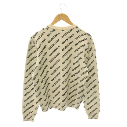 Balenciaga All Over Logo Sweaters Print Knit Sweater Long Sleeve White Black S — view 2