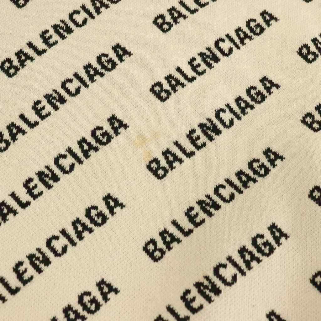 Balenciaga All Over Logo Sweaters Print Knit Sweater Long Sleeve White Black S — view 6