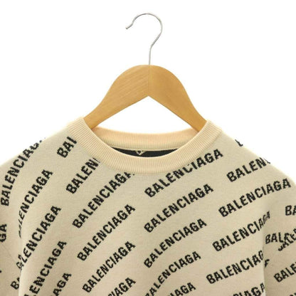 Balenciaga All Over Logo Sweaters Print Knit Sweater Long Sleeve White Black S — view 3