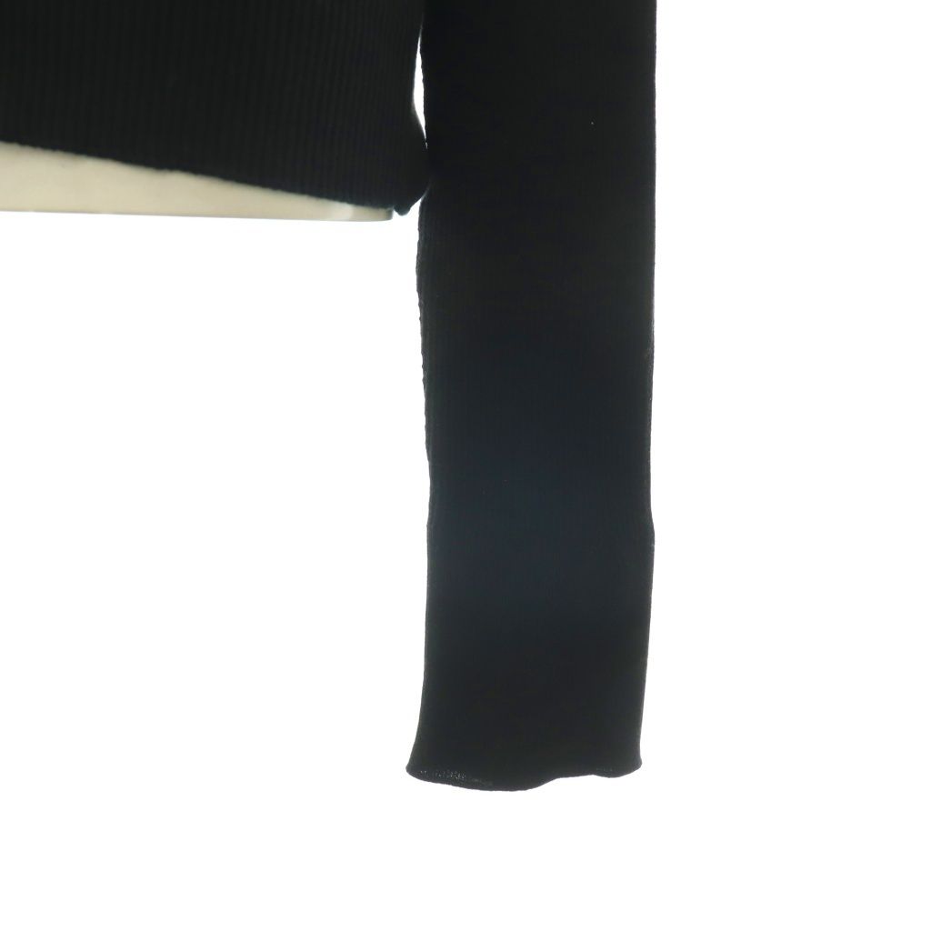 Prada Jacquard Logo High Neck Rib Knit Top Long Sleeve Black Sweater 44 — view 5