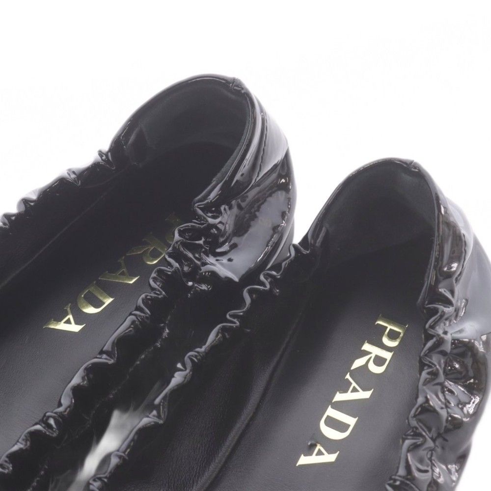 Prada Ribbon Decoration Ballerina Pumps Shoes Black — view 4