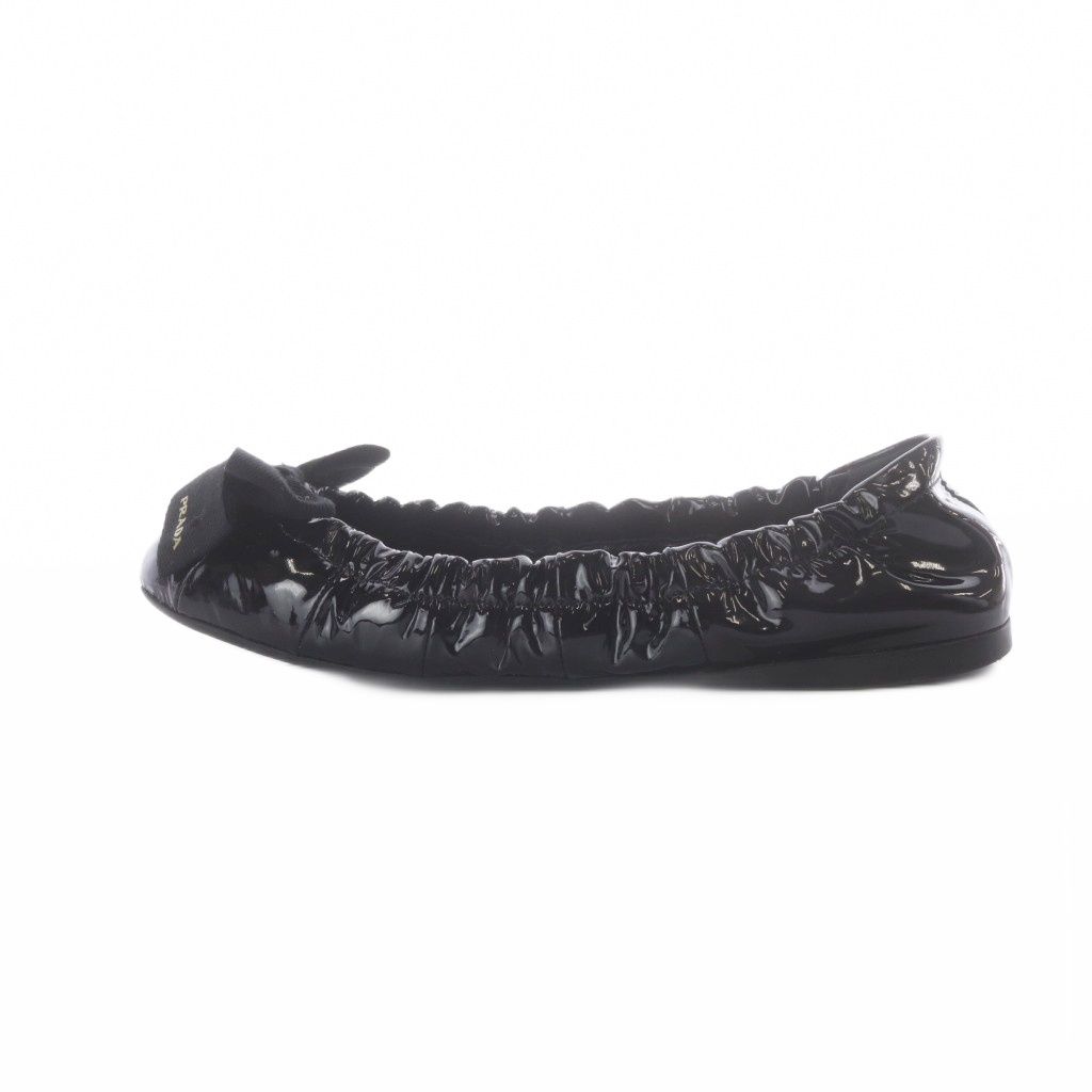 Prada Ribbon Decoration Ballerina Pumps Shoes Black — view 2