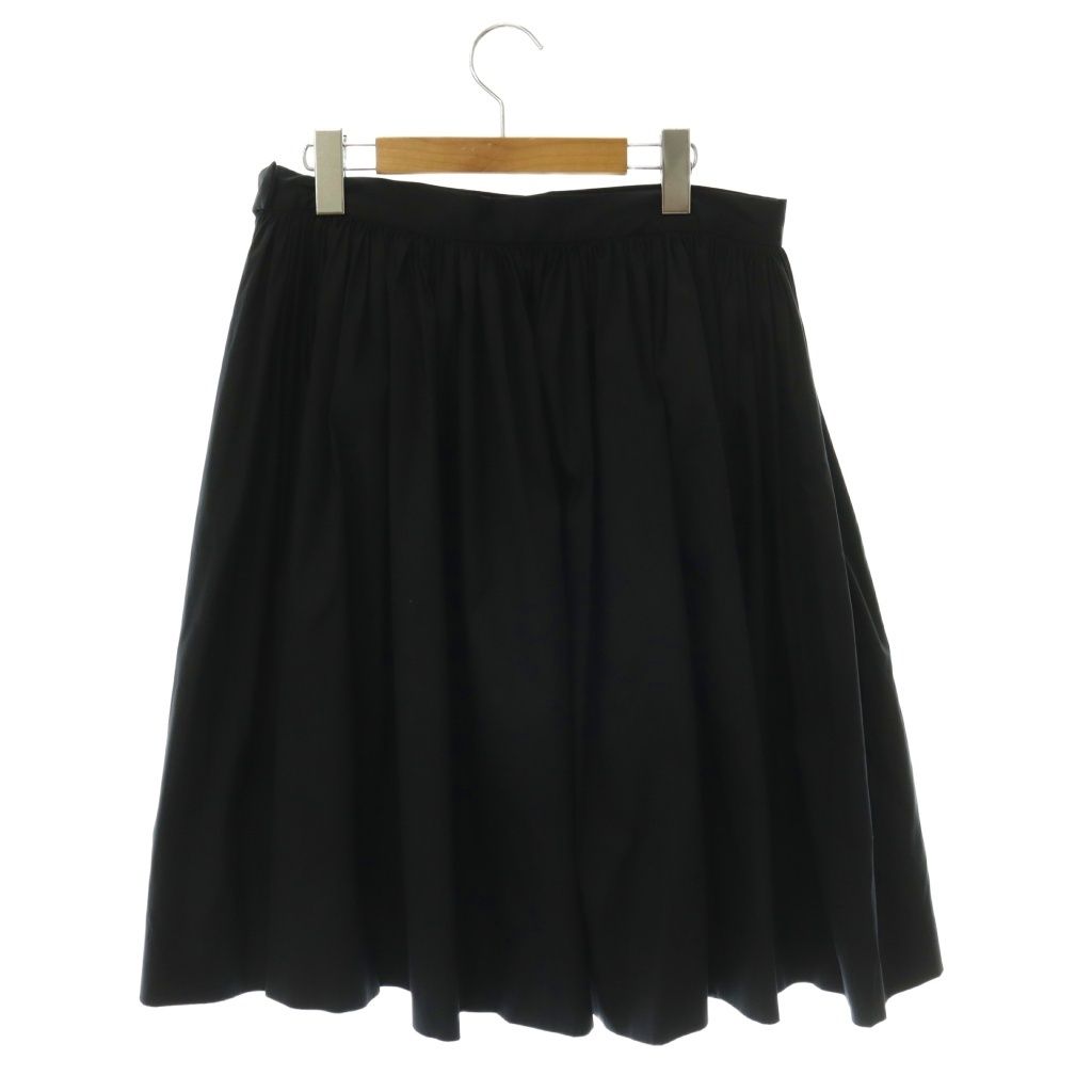 Prada Cotton Nylon Gathered Midi Skirt Flare Knee-Length S Black 42 — view 2