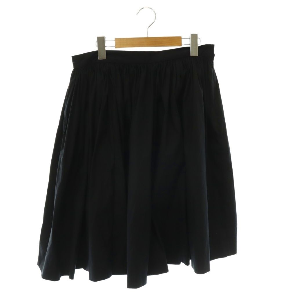 Prada Cotton Nylon Gathered Midi Skirt Flare Knee-Length S Black 42