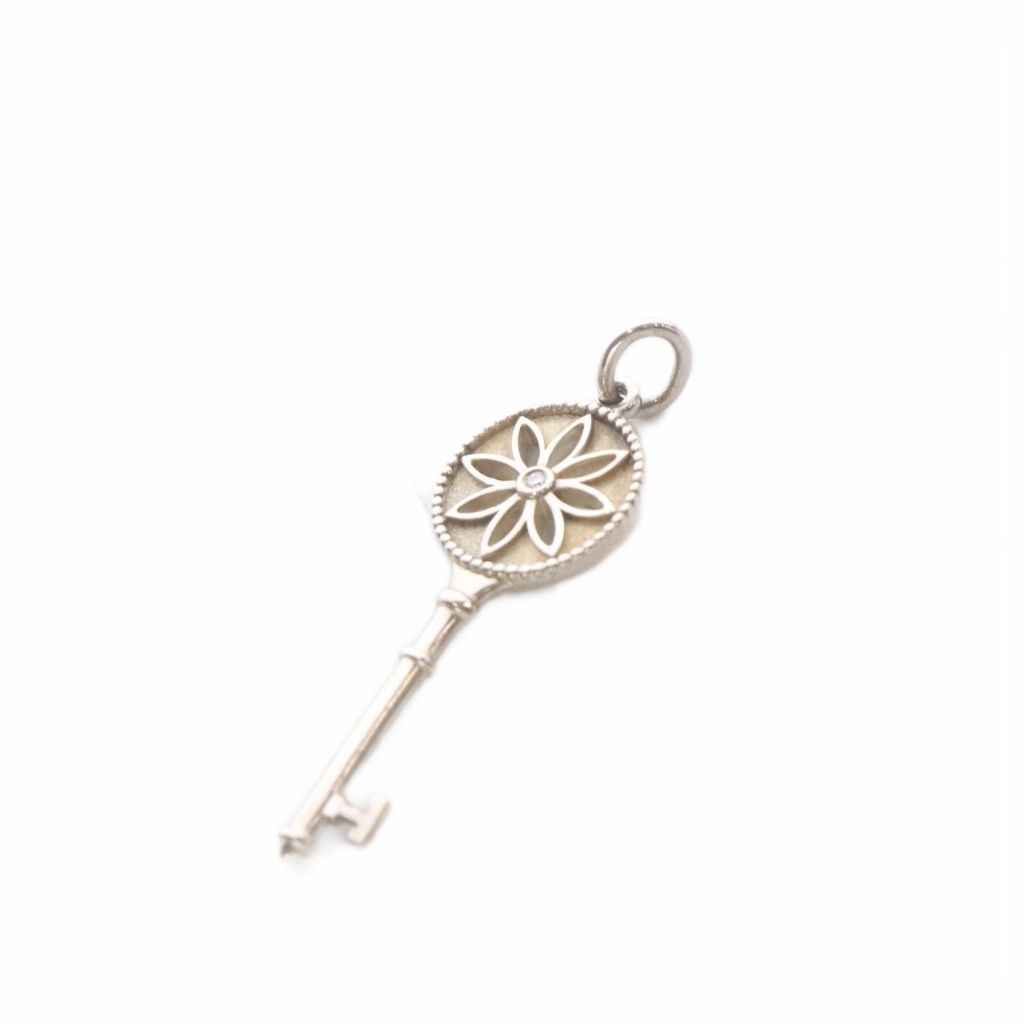 Tiffany & Co Daisy Key Diamond Pendant Charm Silver