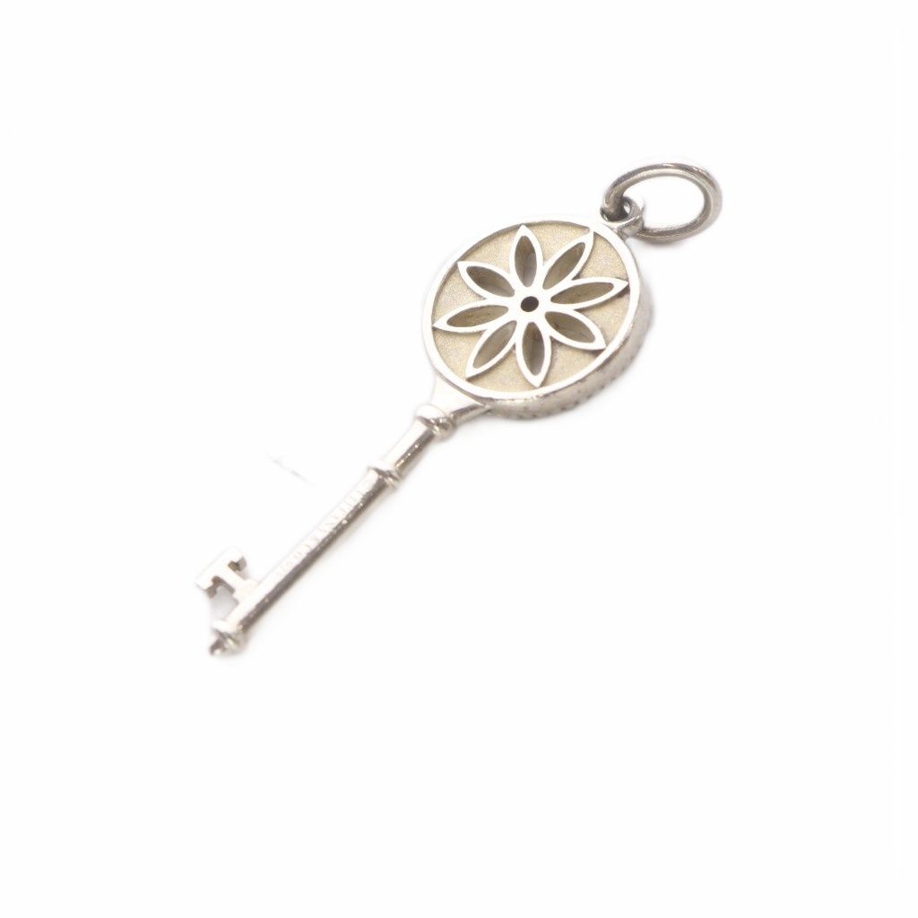 Tiffany & Co Daisy Key Diamond Pendant Charm Silver — view 2