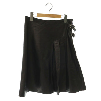 Dior Galliano Era Lambskin Pleated Skirt Flare Knee-Length Black