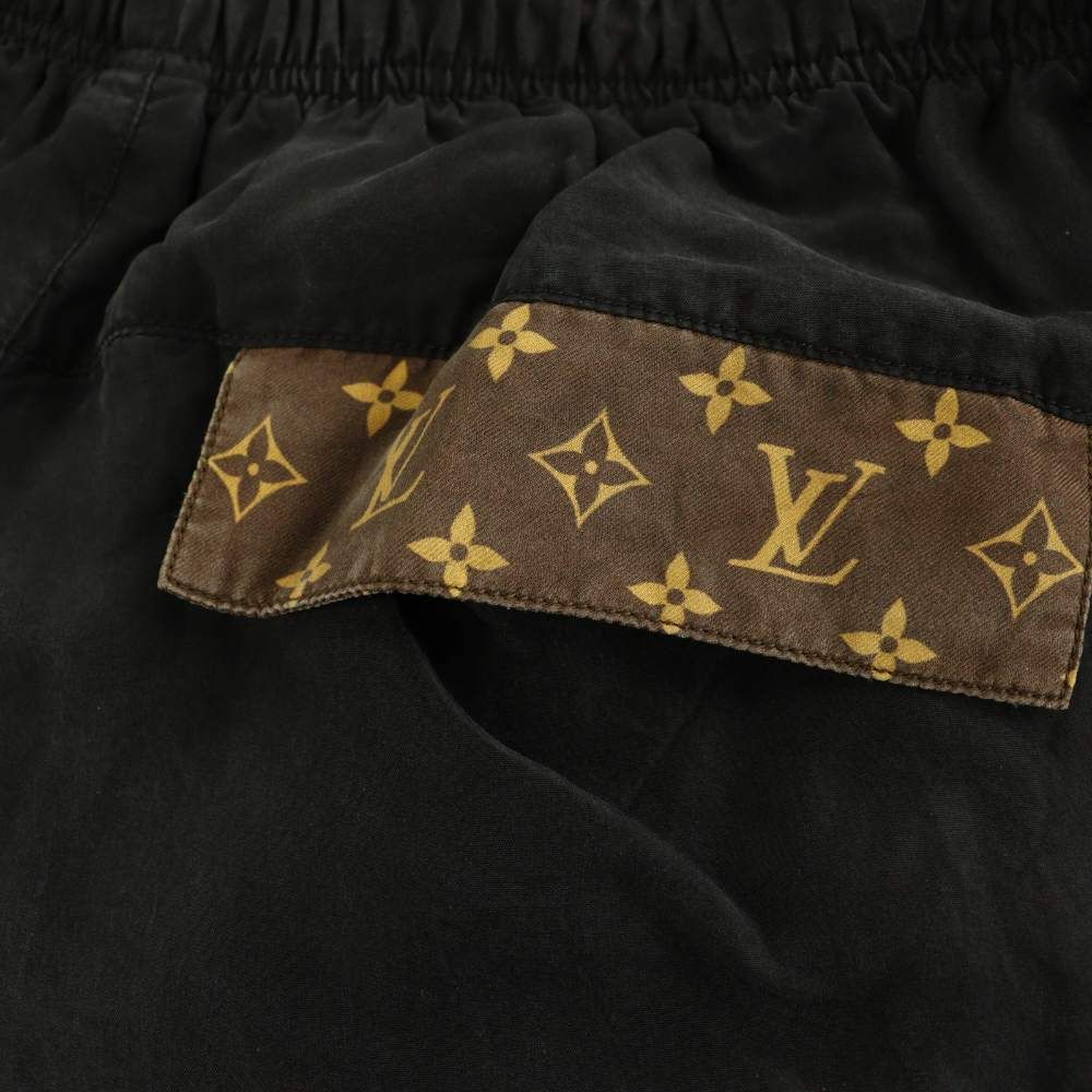 Louis Vuitton Silk Side Monogram Easy Pants Tapered Black 34 — view 6