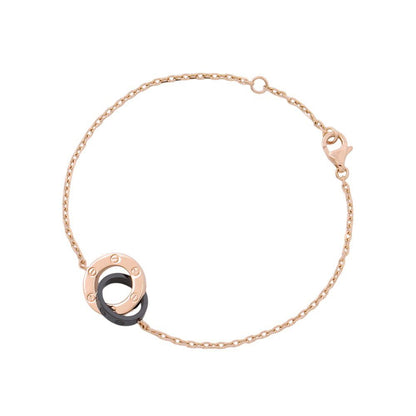 Cartier Bracelet Love Diamond 18k Pink Gold Black Ceramic Circle Chain — view 3