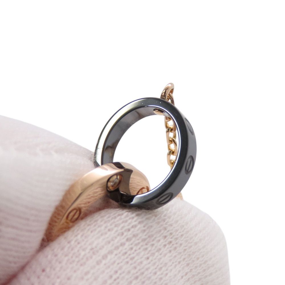 Cartier Bracelet Love Diamond 18k Pink Gold Black Ceramic Circle Chain — view 8