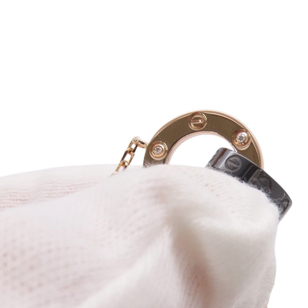 Cartier Bracelet Love Diamond 18k Pink Gold Black Ceramic Circle Chain — view 6