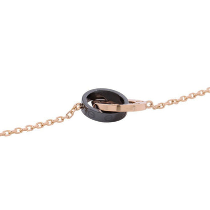 Cartier Bracelet Love Diamond 18k Pink Gold Black Ceramic Circle Chain — view 2