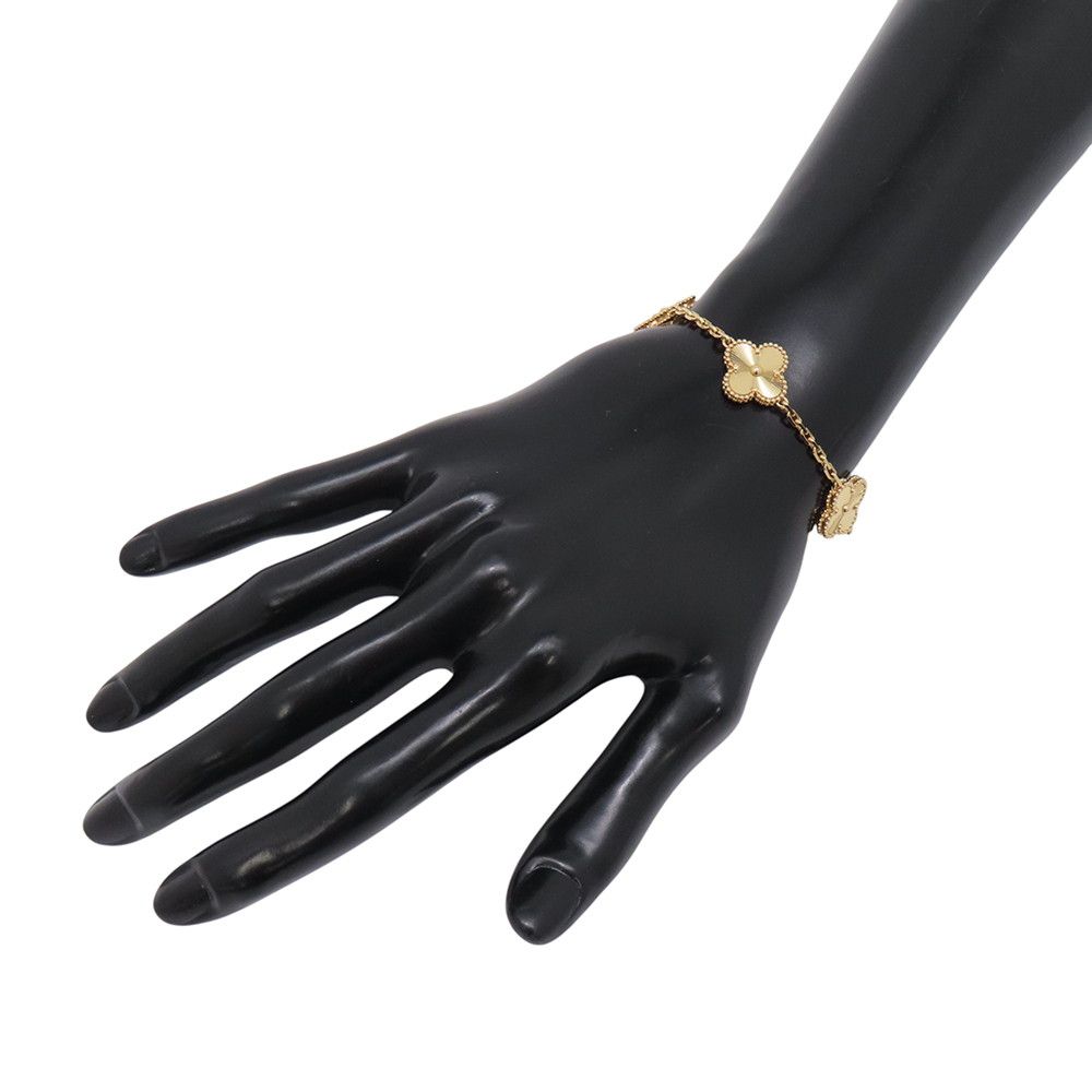 Van Cleef & Arpels Bracelet Vintage Alhambra 5 Motif Guilloche 18k Yellow Gold — view 3