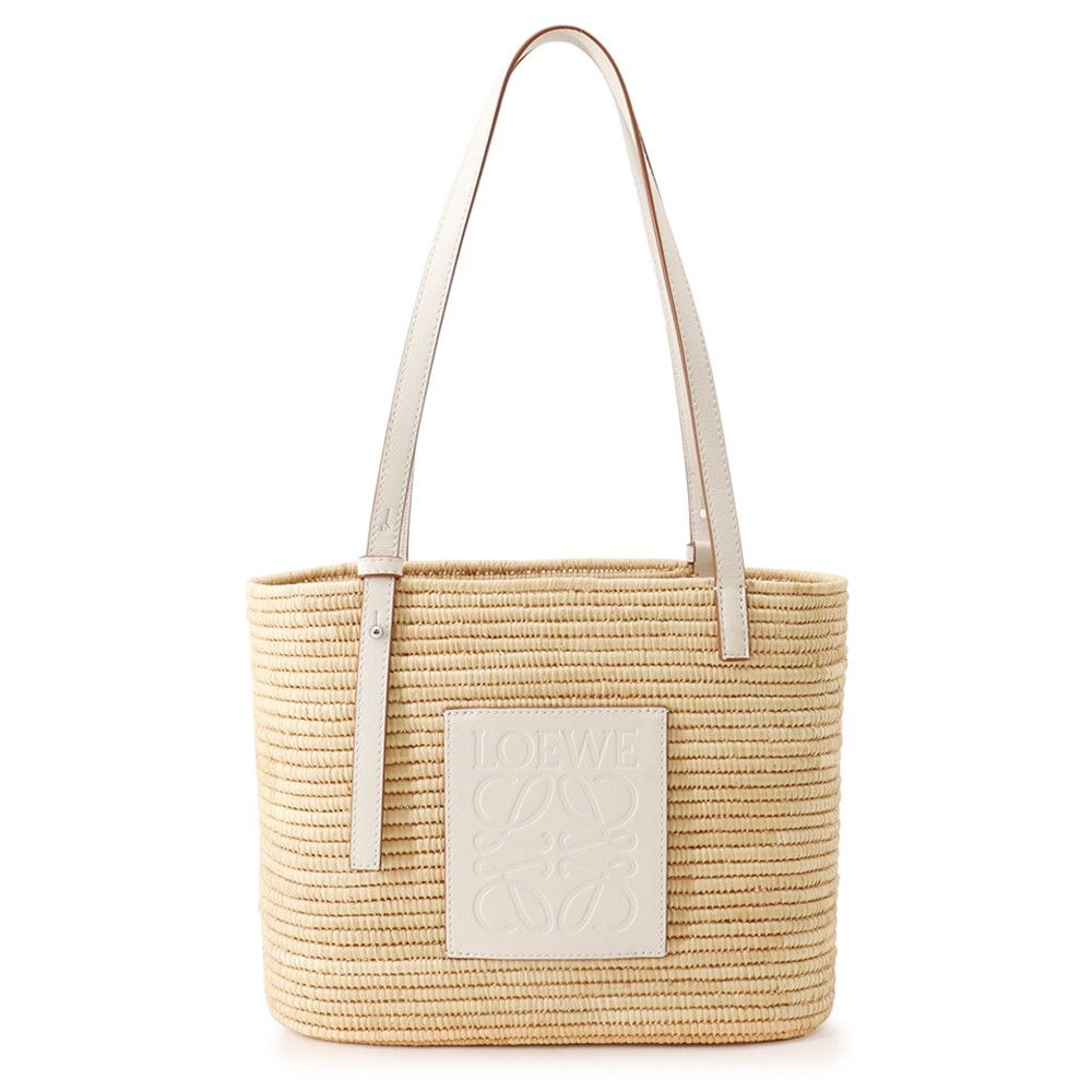 Loewe Tote Bag Anagram Small Square Basket Raffia Leather