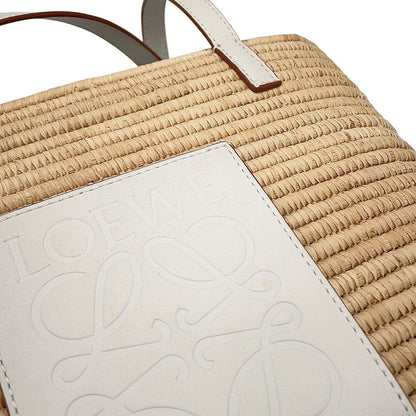 Loewe Tote Bag Anagram Small Square Basket Raffia Leather — view 6