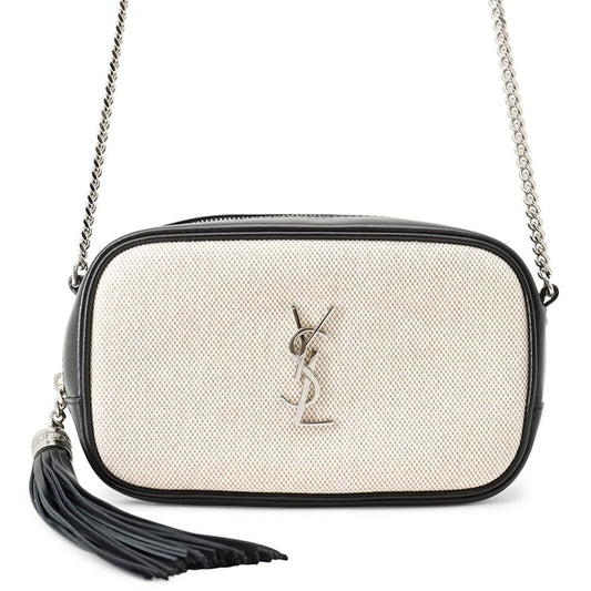 Saint Laurent Paris Shoulder Bag Lou Fringe Mini Black