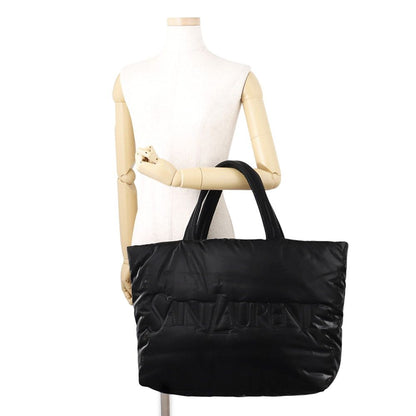 Saint Laurent Paris Tote Bag Logo Wide Puffer Silk Tech Canvas Black — view 4