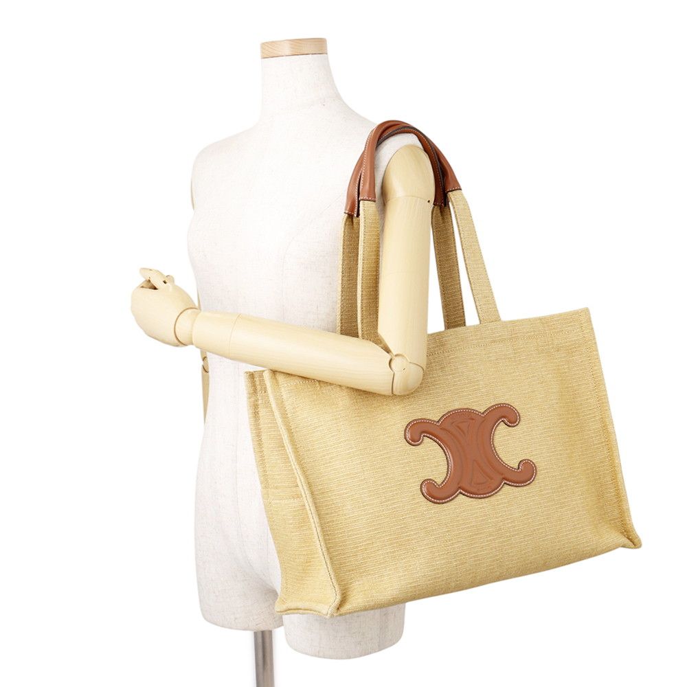 Celine Tote Bag Triomphe Cabas Thais Large Canvas Leather — view 4