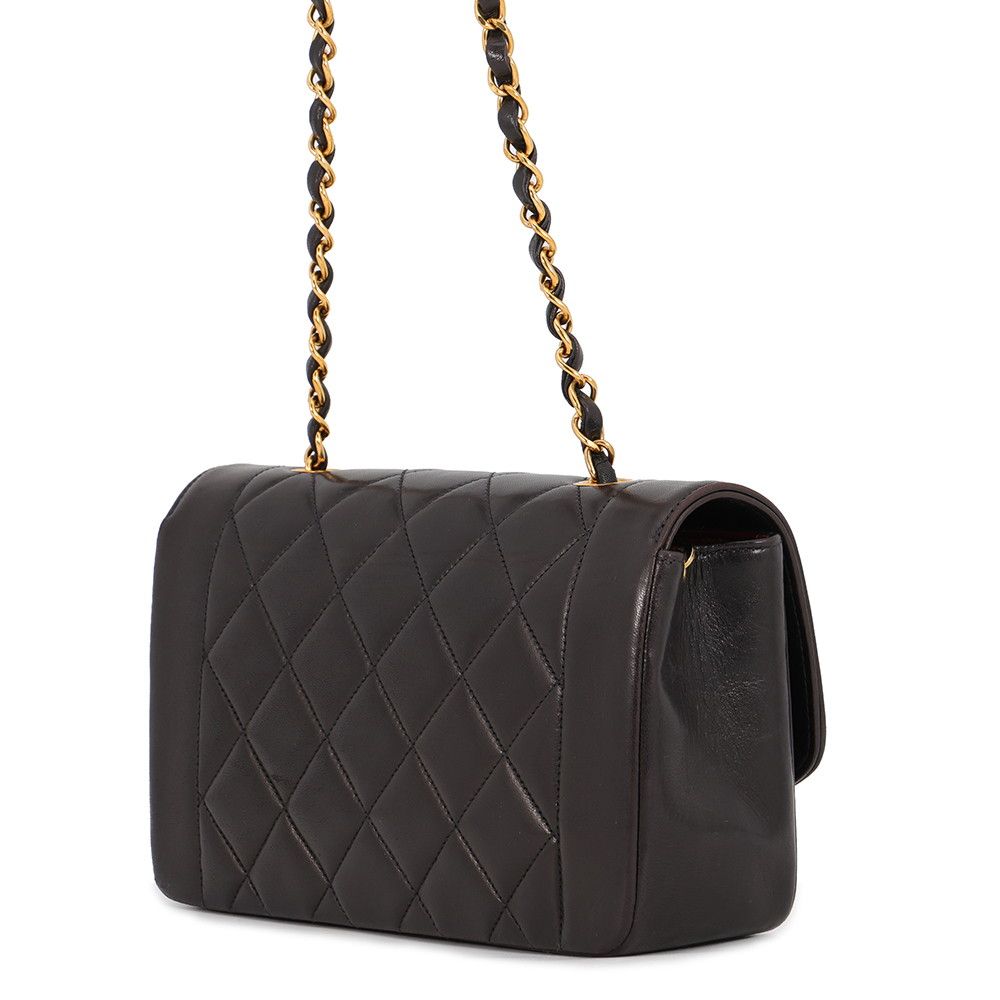 Chanel Chain Shoulder Bag Diana Quilted CC Logo Single Lambskin Black — view 2