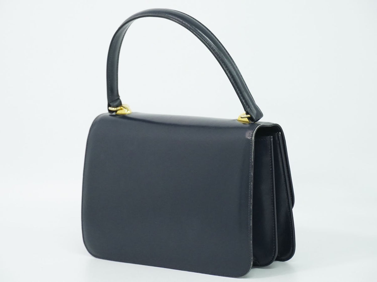 Gucci Vintage Interlocking G Handbag Leather Navy Bag — view 2