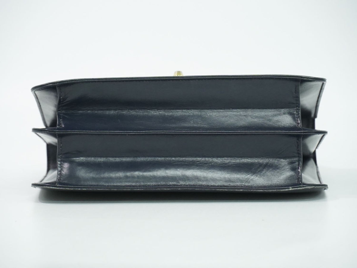 Gucci Vintage Interlocking G Handbag Leather Navy Bag — view 3