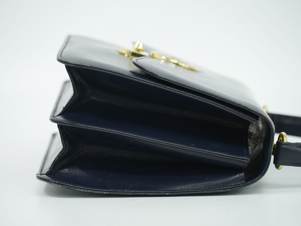 Gucci Vintage Interlocking G Handbag Leather Navy Bag — view 4