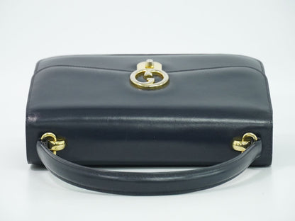Gucci Vintage Interlocking G Handbag Leather Navy Bag — view 5