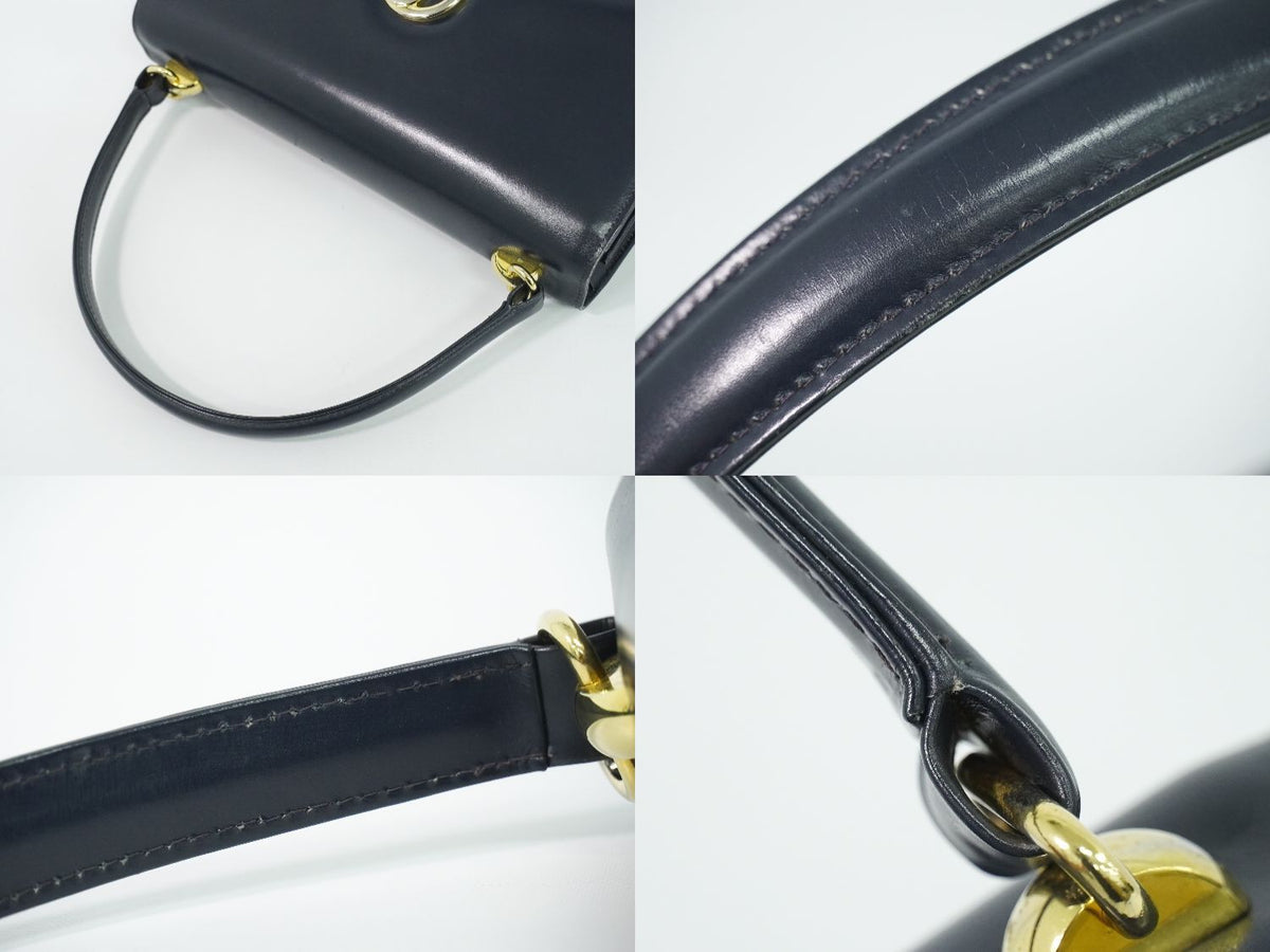 Gucci Vintage Interlocking G Handbag Leather Navy Bag — view 6