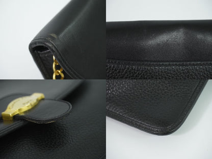 Dior Leather Chain Shoulder Bag Pochette Black — view 7
