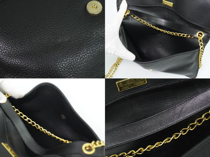 Dior Leather Chain Shoulder Bag Pochette Black — view 8
