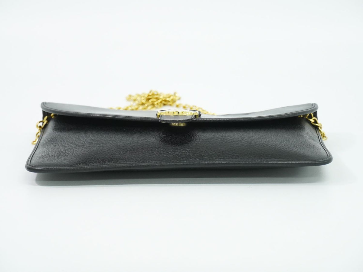 Dior Leather Chain Shoulder Bag Pochette Black — view 3