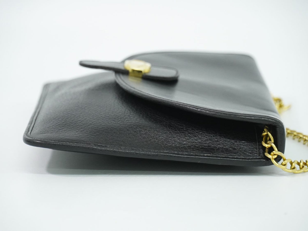 Dior Leather Chain Shoulder Bag Pochette Black — view 4