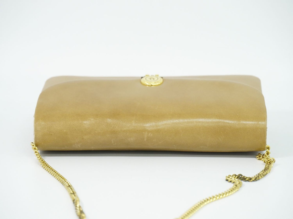 Dior Leather Chain Shoulder Bag Pochette Beige — view 5