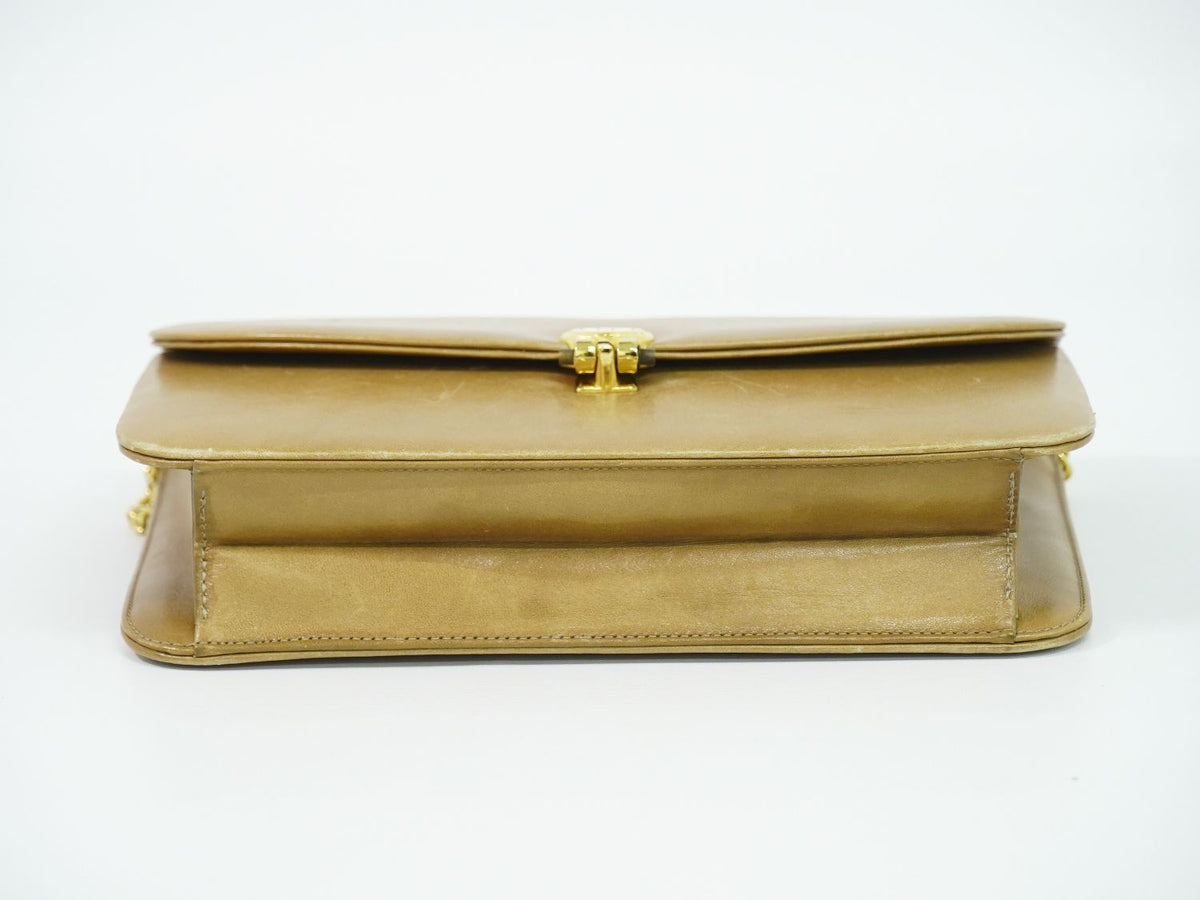 Dior Leather Chain Shoulder Bag Pochette Beige — view 3